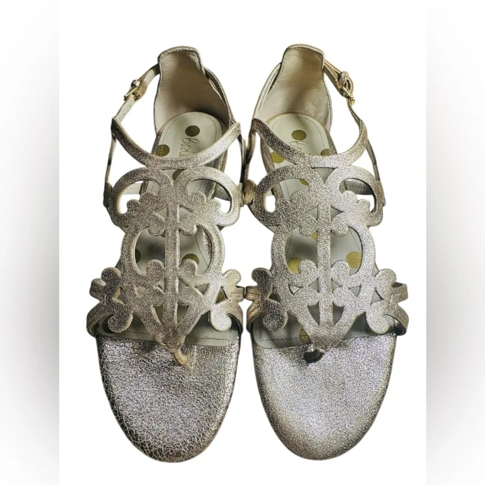 Boden Gold Metallic Leather Filigree Flat Sandals Size 38/ US 7 NEW - Picture 10 of 13